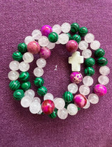 Rosario pulsera collar piedra redonda