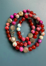 Rosario pulsera collar piedra plana
