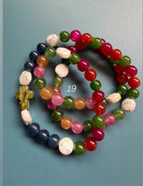 Rosario pulsera collar piedra plana