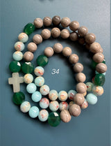 Rosario pulsera collar piedra plana