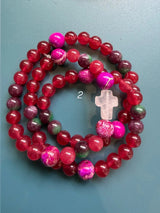 Rosario pulsera collar piedra redonda
