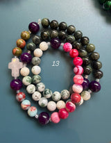 Rosario pulsera collar piedra redonda