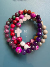 Rosario pulsera collar piedra redonda