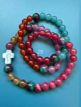 Rosario pulsera collar piedra redonda