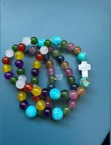 Rosario pulsera collar piedra redonda