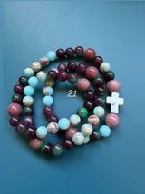 Rosario pulsera collar piedra redonda