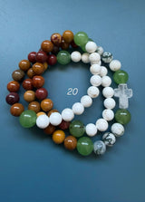 Rosario pulsera collar piedra redonda