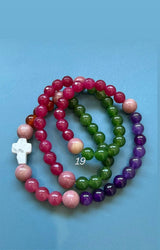 Rosario pulsera collar piedra redonda