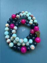 Rosario pulsera collar piedra redonda
