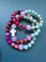Rosario pulsera collar piedra redonda