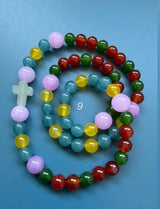 Rosario pulsera collar piedra redonda