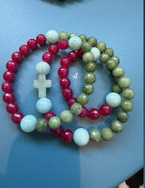 Rosario pulsera collar piedra redonda