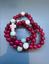 Rosario pulsera collar piedra redonda