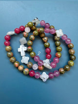 Rosario pulsera collar piedra plana
