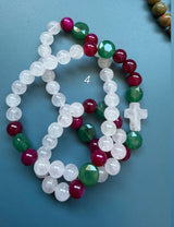 Rosario pulsera collar piedra plana