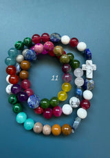 Rosario pulsera collar piedra plana