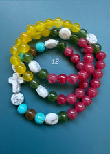 Rosario pulsera collar piedra plana