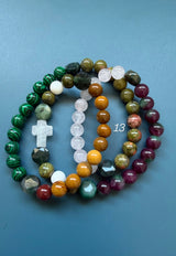 Rosario pulsera collar piedra plana