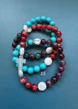 Rosario pulsera collar piedra plana