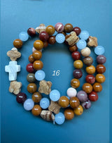 Rosario pulsera collar piedra plana