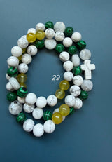 Rosario pulsera collar piedra plana
