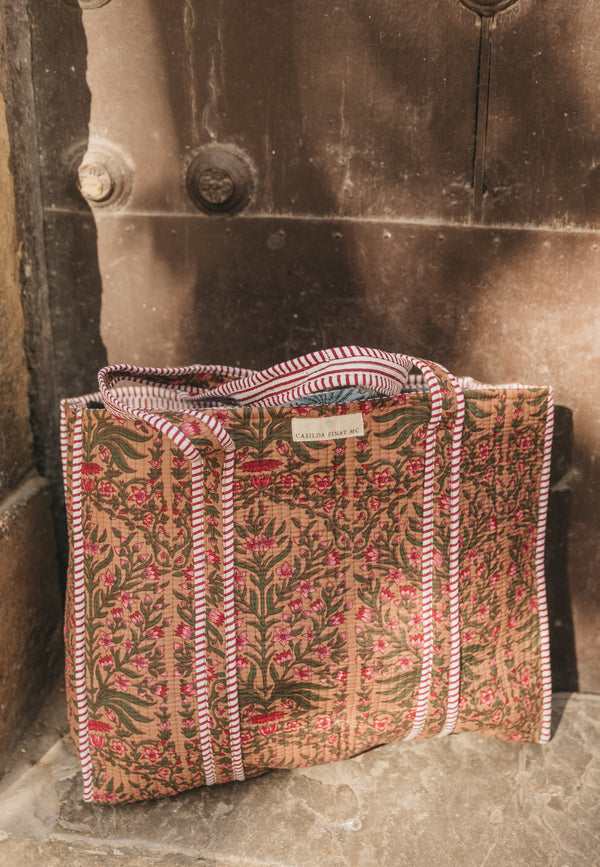 Bolso Tote Bag flor marrón