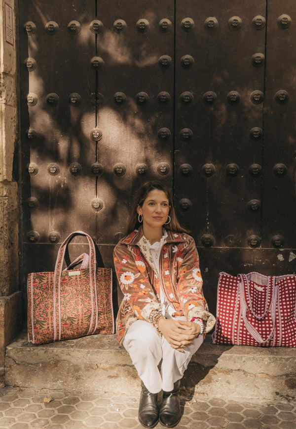 Bolso Tote Bag flor marrón