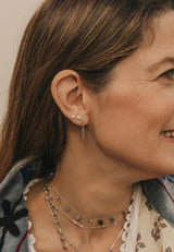 Pendientes cadena barra plata