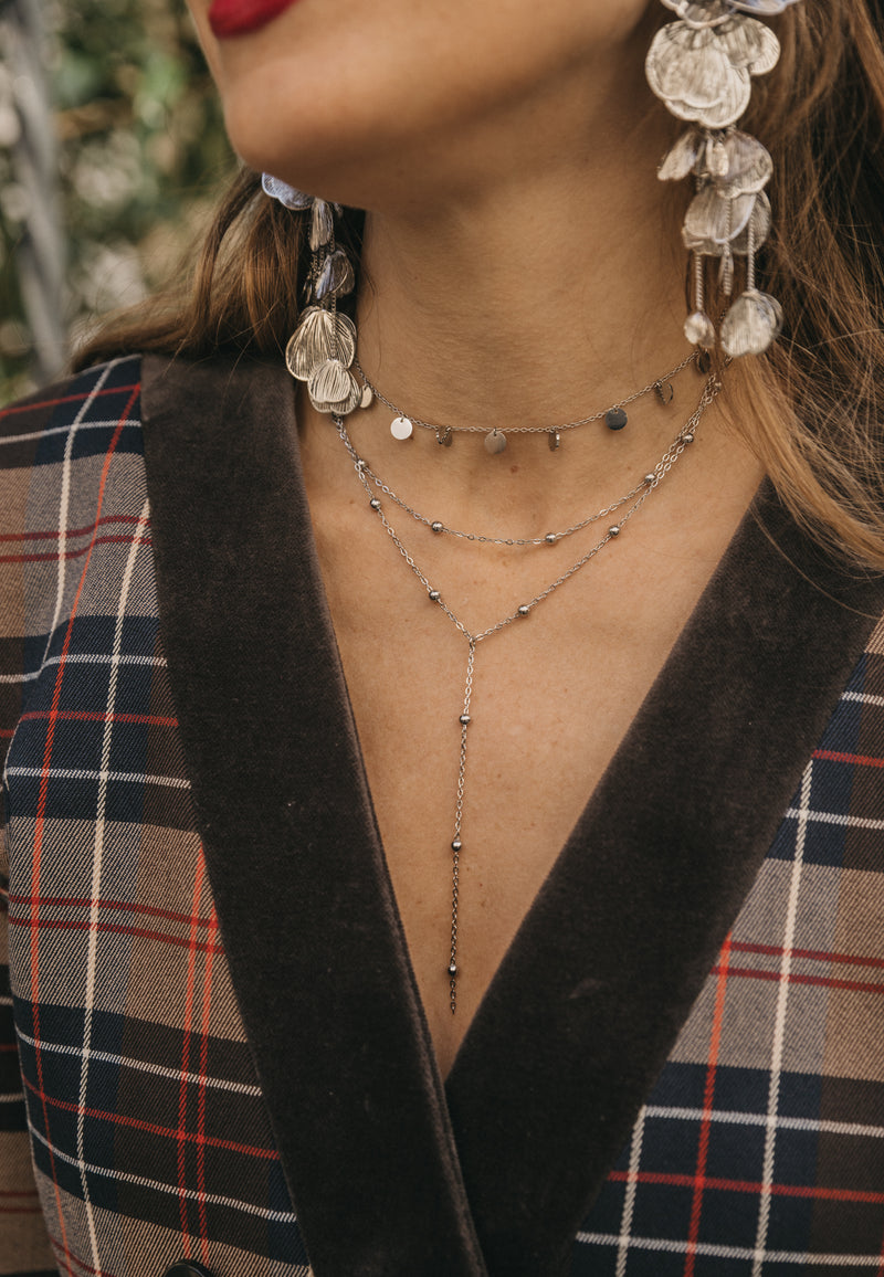 Colgante doble bolitas plata