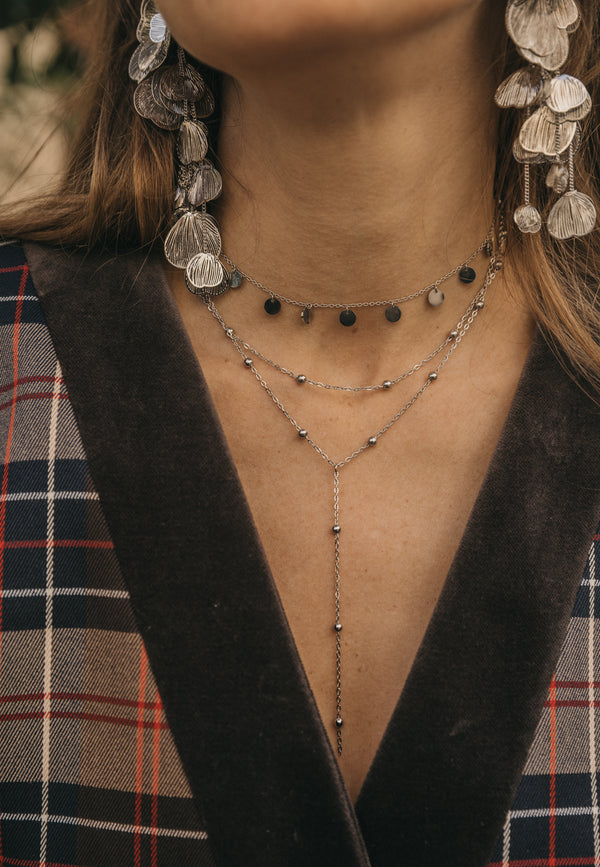 Colgante doble bolitas plata