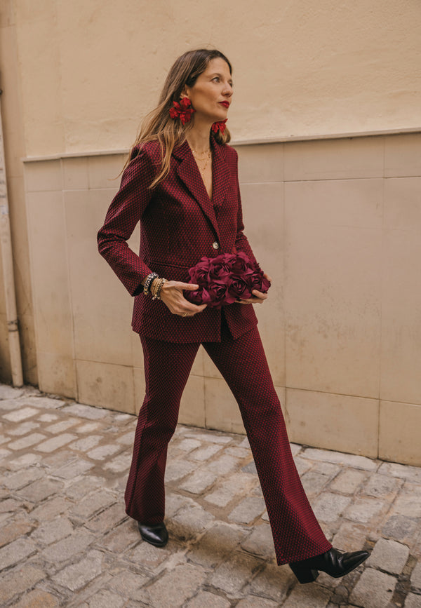 Bolso mano rosas burdeos