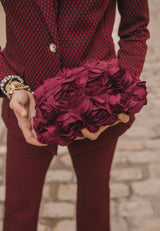 Bolso mano rosas burdeos