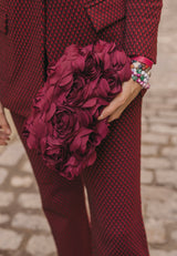 Bolso mano rosas burdeos