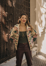 Chaqueta terciopelo corta beige