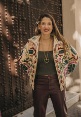 Chaqueta terciopelo corta beige