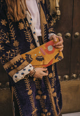 Bolso estampado terciopelo mostaza