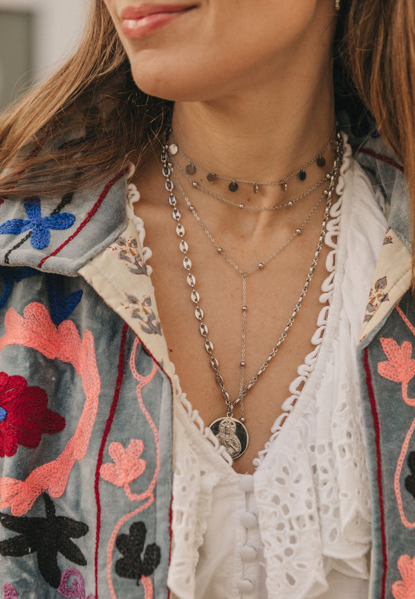 Colgante doble bolitas plata