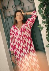 Vestido estampado fucsia