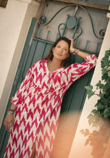 Vestido estampado fucsia
