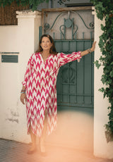 Vestido estampado fucsia