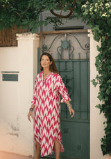 Vestido estampado fucsia