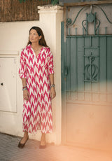 Vestido estampado fucsia