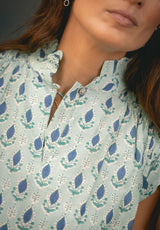 Vestido estampado verde mangas cortas