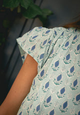 Vestido estampado verde mangas cortas
