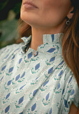 Vestido estampado verde mangas cortas