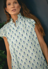 Vestido estampado verde mangas cortas
