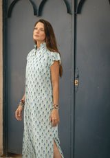 Vestido estampado verde mangas cortas