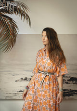 Vestido flores naranjas