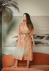 Vestido flores naranjas
