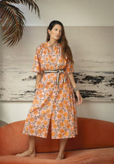 Vestido flores naranjas